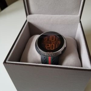 Gucci watch digital with box and tags.